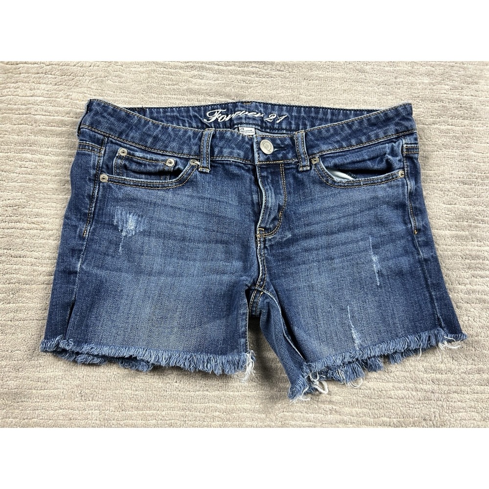 Forever 21 Jean Shorts Womens 29 Blue Denim Cut‎ Off Cotton Blend